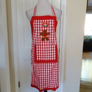 NWT HOLIDAY INSPIRATIONS Red White Checkered Gingerbread Man Apron